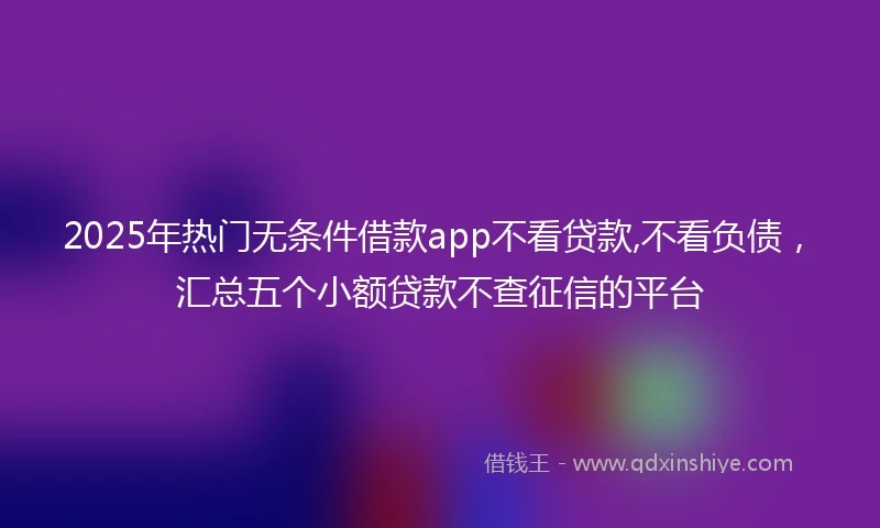2025年热门无条件借款app不看贷款,不看负债，汇总五个小额贷款不查征信的平台
