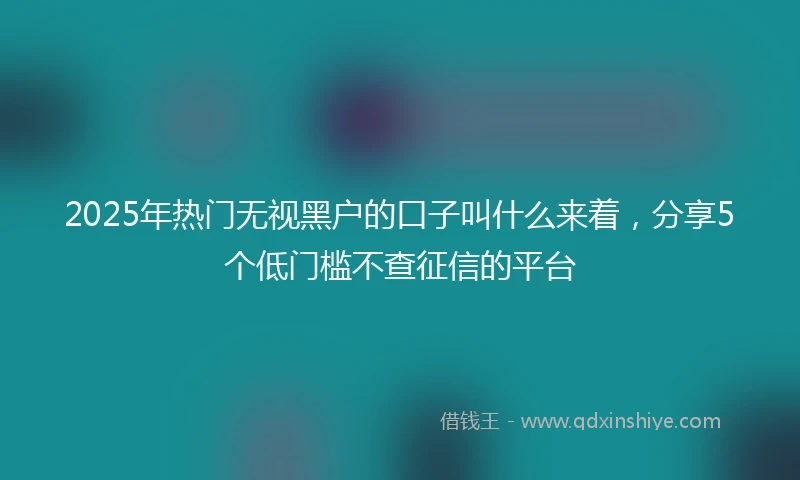2025年热门无视黑户的口子叫什么来着，分享5个低门槛不查征信的平台