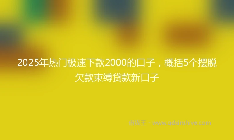 2025年热门极速下款2000的口子，概括5个摆脱欠款束缚贷款新口子