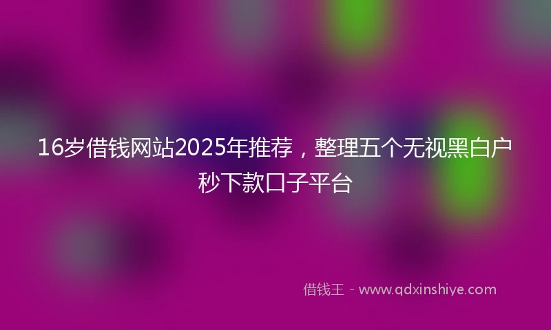 16岁借钱网站2025年推荐，整理五个无视黑白户秒下款口子平台