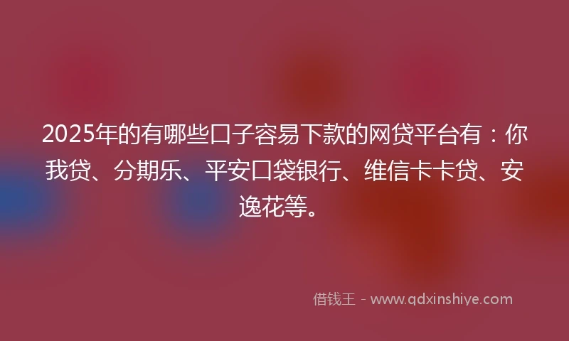 2025年的有哪些口子容易下款的网贷平台有：你我贷、分期乐、平安口袋银行、维信卡卡贷、安逸花等。