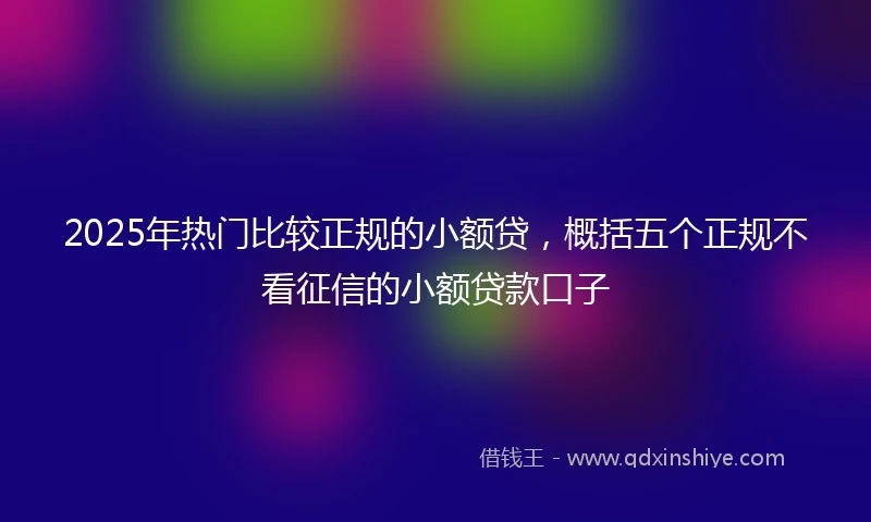 2025年热门比较正规的小额贷，概括五个正规不看征信的小额贷款口子