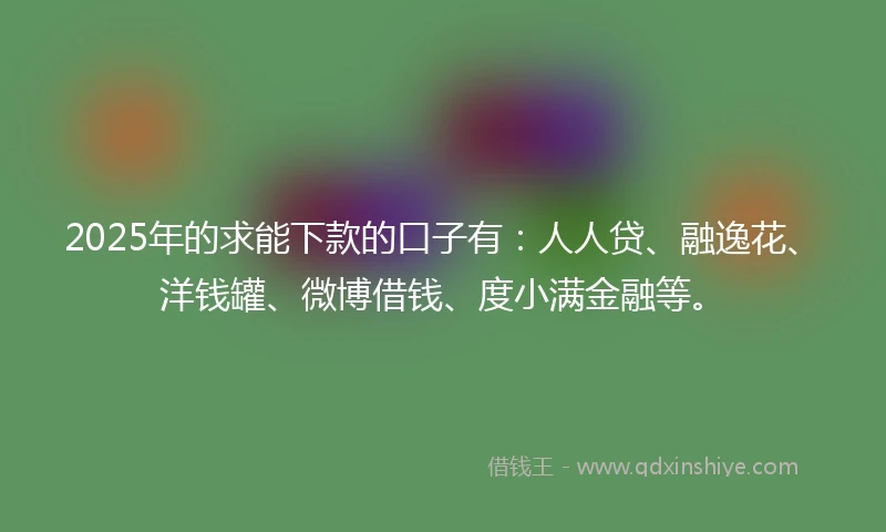 2025年的求能下款的口子有：人人贷、融逸花、洋钱罐、微博借钱、度小满金融等。