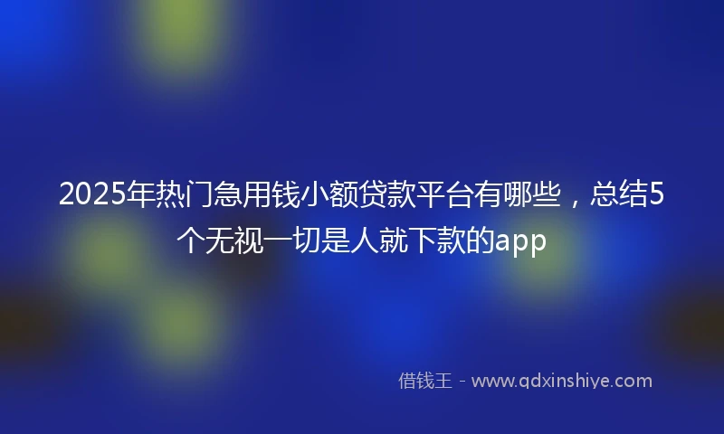 2025年热门急用钱小额贷款平台有哪些，总结5个无视一切是人就下款的app