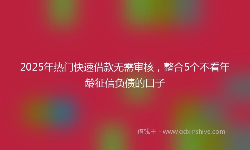 2025年热门快速借款无需审核，整合5个不看年龄征信负债的口子