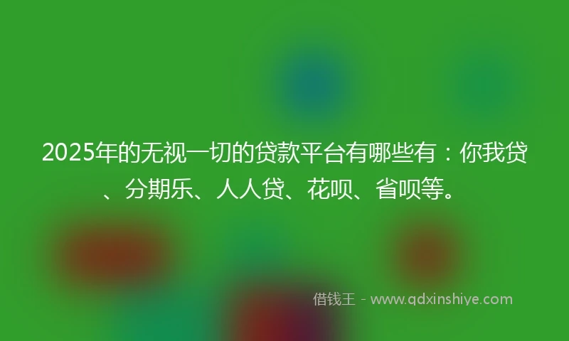 2025年的无视一切的贷款平台有哪些有：你我贷、分期乐、人人贷、花呗、省呗等。