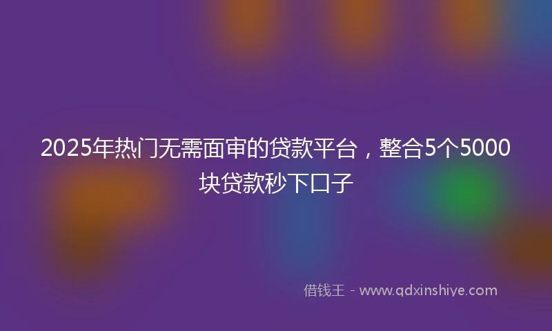 2025年热门无需面审的贷款平台，整合5个5000块贷款秒下口子