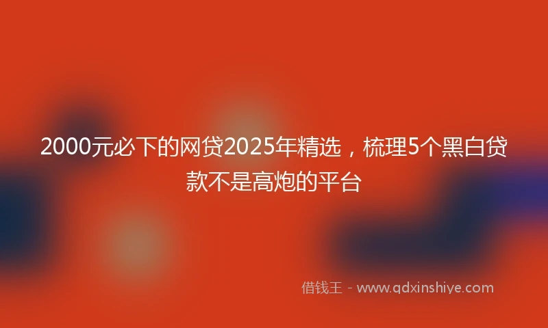 2000元必下的网贷2025年精选，梳理5个黑白贷款不是高炮的平台
