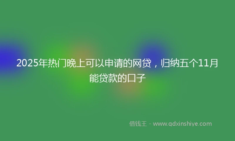 2025年热门晚上可以申请的网贷，归纳五个11月能贷款的口子