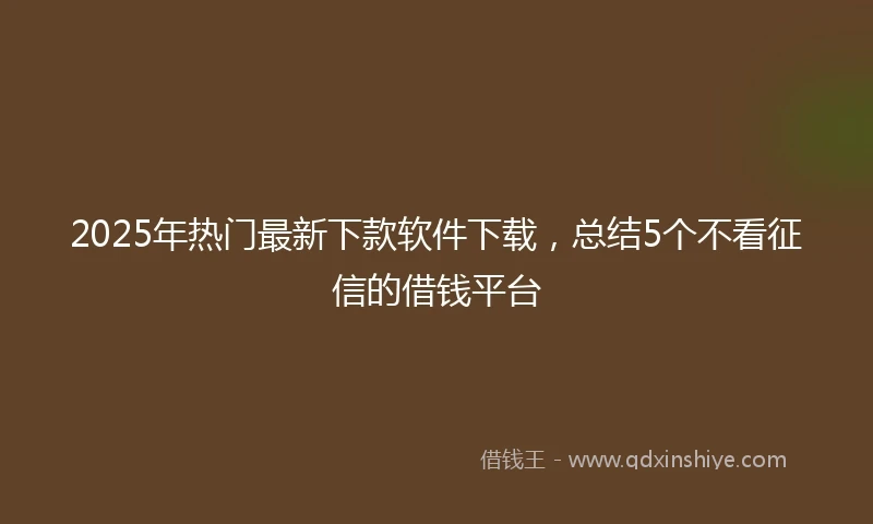 2025年热门最新下款软件下载，总结5个不看征信的借钱平台