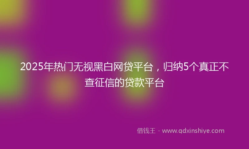 2025年热门无视黑白网贷平台，归纳5个真正不查征信的贷款平台