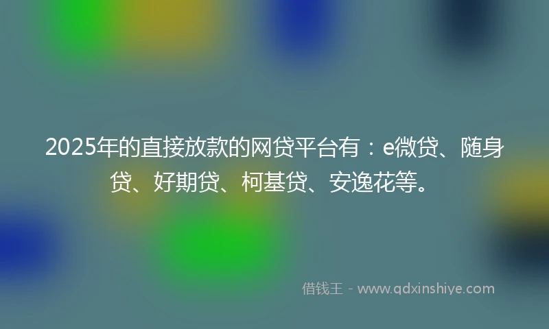 2025年的直接放款的网贷平台有：e微贷、随身贷、好期贷、柯基贷、安逸花等。