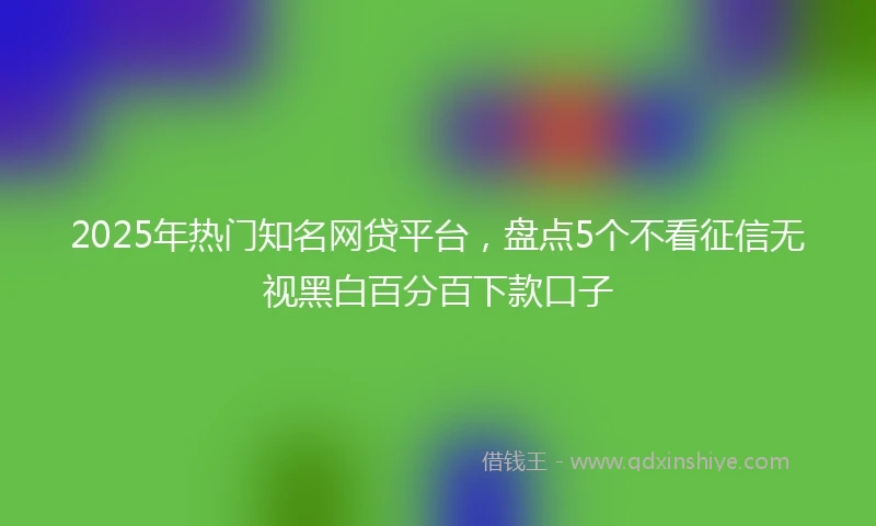 2025年热门知名网贷平台，盘点5个不看征信无视黑白百分百下款口子