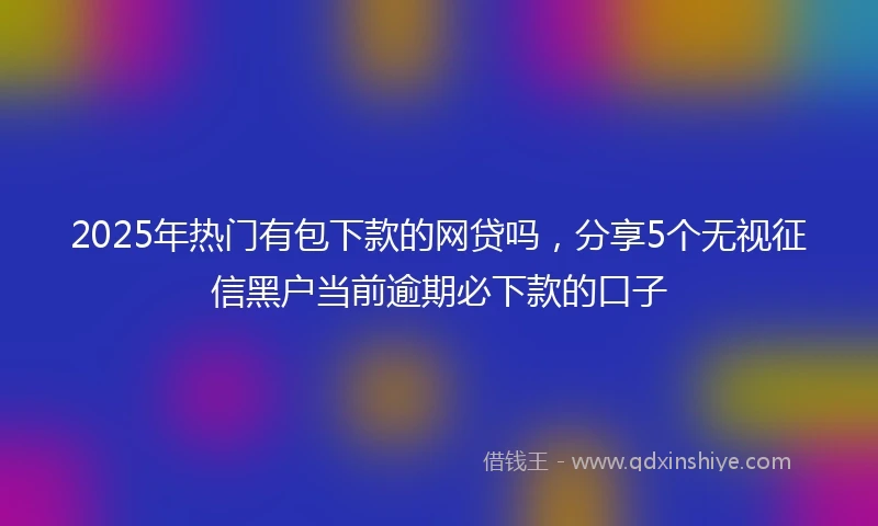 2025年热门有包下款的网贷吗，分享5个无视征信黑户当前逾期必下款的口子