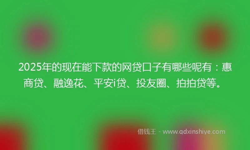 2025年的现在能下款的网贷口子有哪些呢有：惠商贷、融逸花、平安i贷、投友圈、拍拍贷等。