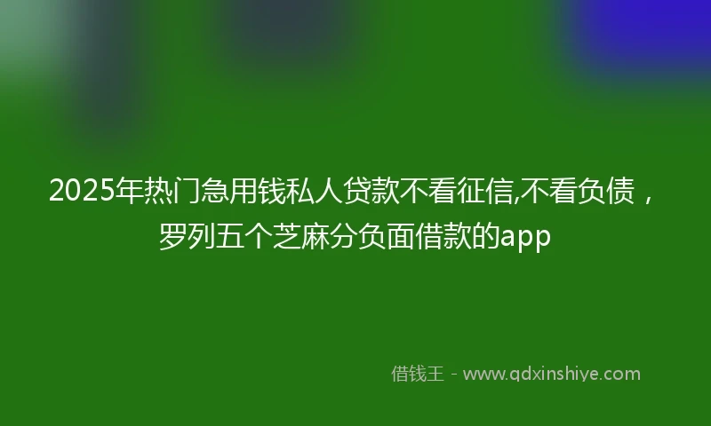 2025年热门急用钱私人贷款不看征信,不看负债，罗列五个芝麻分负面借款的app