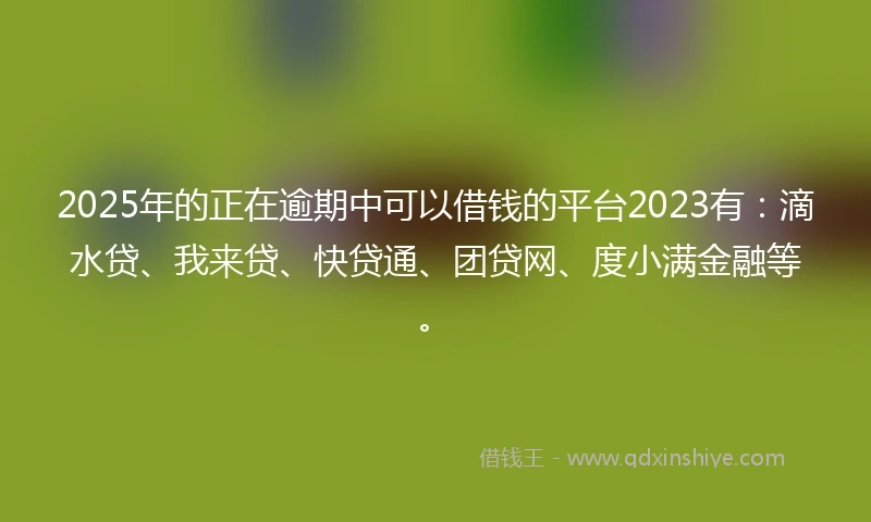 2025年的正在逾期中可以借钱的平台2023有：滴水贷、我来贷、快贷通、团贷网、度小满金融等。