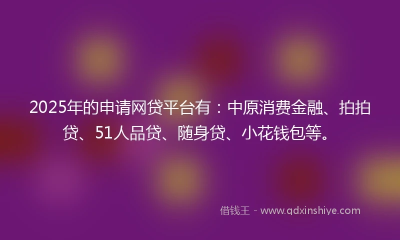 2025年的申请网贷平台有：中原消费金融、拍拍贷、51人品贷、随身贷、小花钱包等。