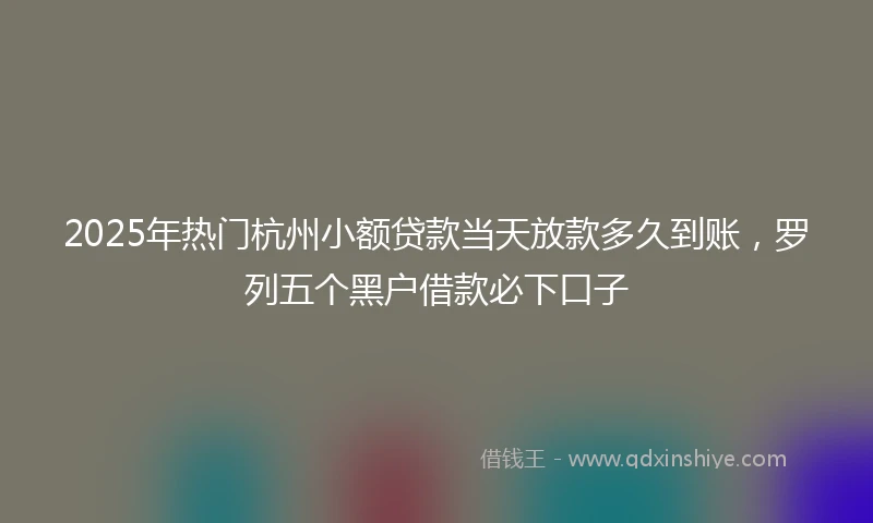 2025年热门杭州小额贷款当天放款多久到账，罗列五个黑户借款必下口子