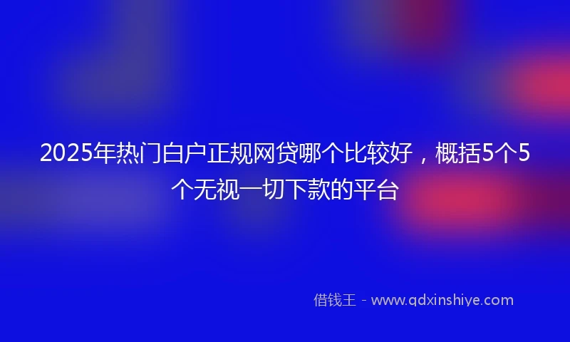 2025年热门白户正规网贷哪个比较好，概括5个5个无视一切下款的平台