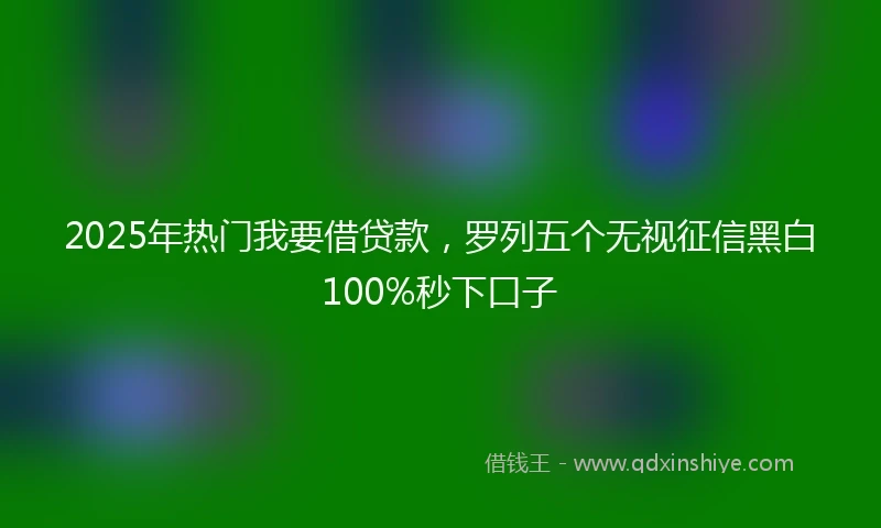 2025年热门我要借贷款，罗列五个无视征信黑白100%秒下口子