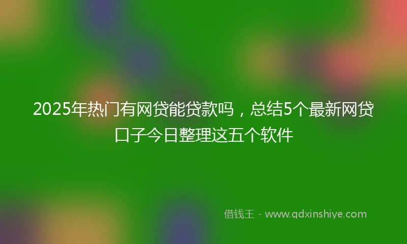 2025年热门有网贷能贷款吗，总结5个最新网贷口子今日整理这五个软件