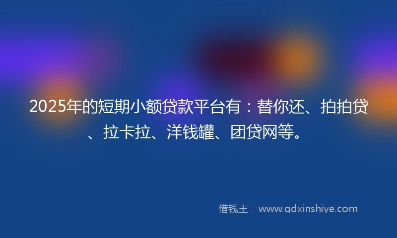 2025年的短期小额贷款平台有：替你还、拍拍贷、拉卡拉、洋钱罐、团贷网等。