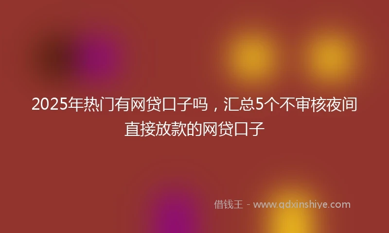 2025年热门有网贷口子吗，汇总5个不审核夜间直接放款的网贷口子