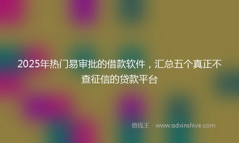 2025年热门易审批的借款软件，汇总五个真正不查征信的贷款平台