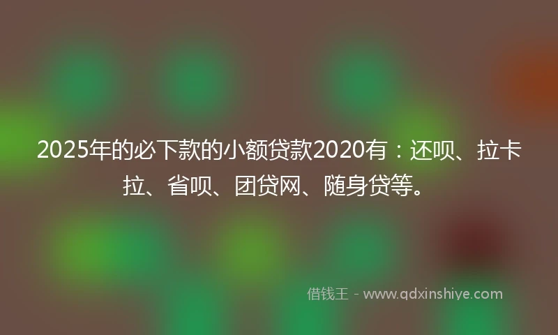 2025年的必下款的小额贷款2020有：还呗、拉卡拉、省呗、团贷网、随身贷等。