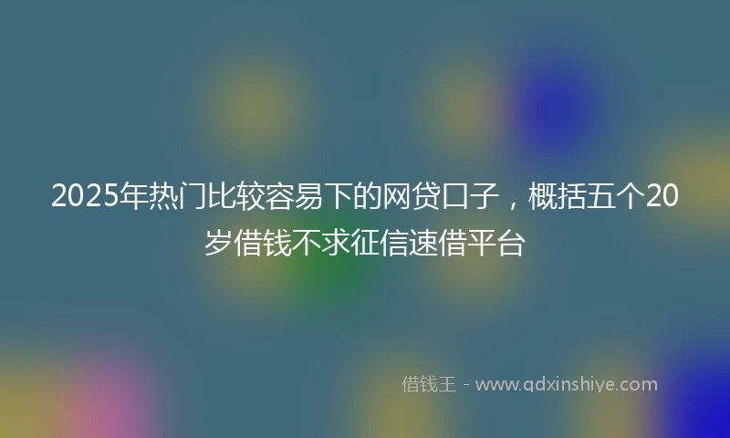 2025年热门比较容易下的网贷口子，概括五个20岁借钱不求征信速借平台