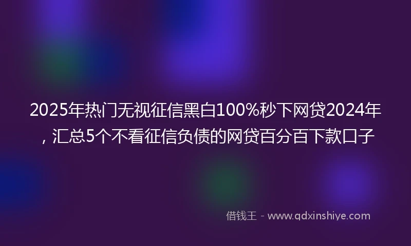 2025年热门无视征信黑白100%秒下网贷2024年，汇总5个不看征信负债的网贷百分百下款口子