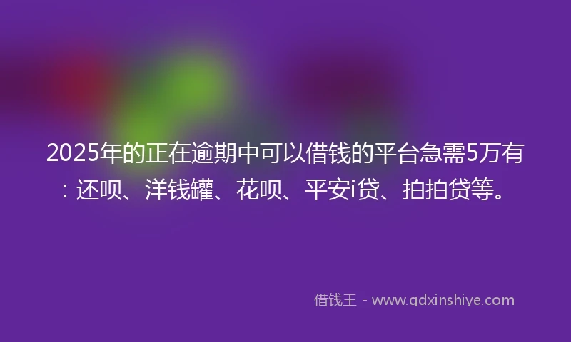 2025年的正在逾期中可以借钱的平台急需5万有：还呗、洋钱罐、花呗、平安i贷、拍拍贷等。