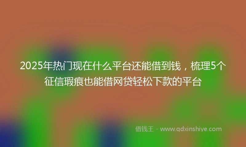 2025年热门现在什么平台还能借到钱，梳理5个征信瑕疵也能借网贷轻松下款的平台