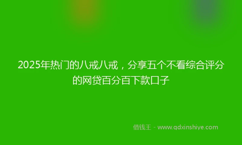 2025年热门的八戒八戒，分享五个不看综合评分的网贷百分百下款口子