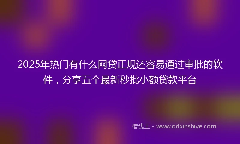 2025年热门有什么网贷正规还容易通过审批的软件，分享五个最新秒批小额贷款平台