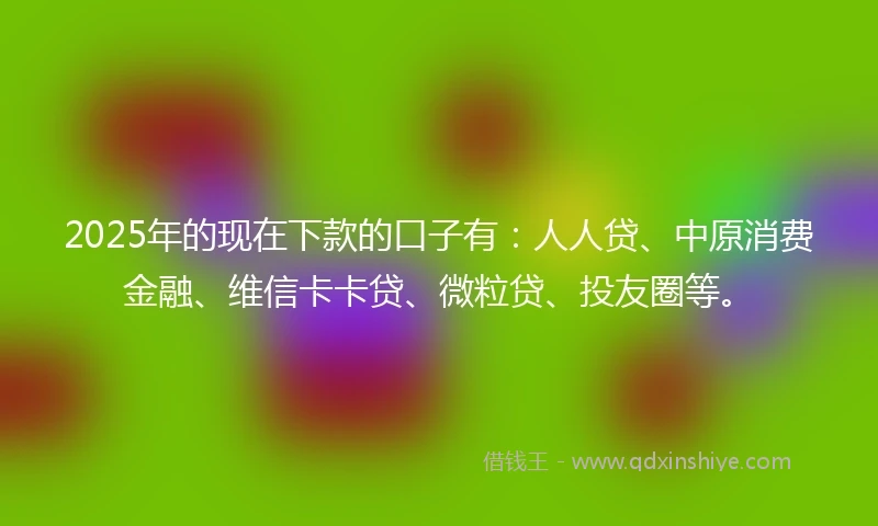 2025年的现在下款的口子有：人人贷、中原消费金融、维信卡卡贷、微粒贷、投友圈等。