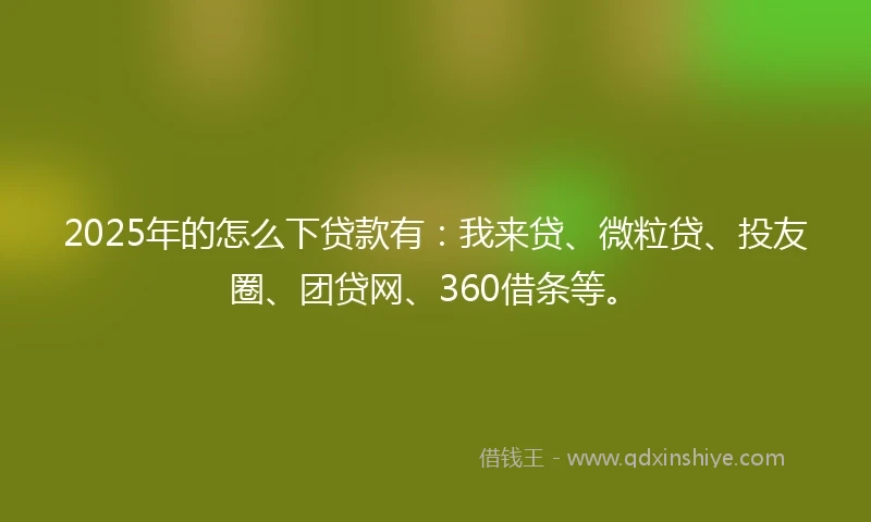 2025年的怎么下贷款有：我来贷、微粒贷、投友圈、团贷网、360借条等。