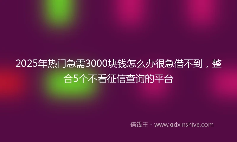 2025年热门急需3000块钱怎么办很急借不到，整合5个不看征信查询的平台