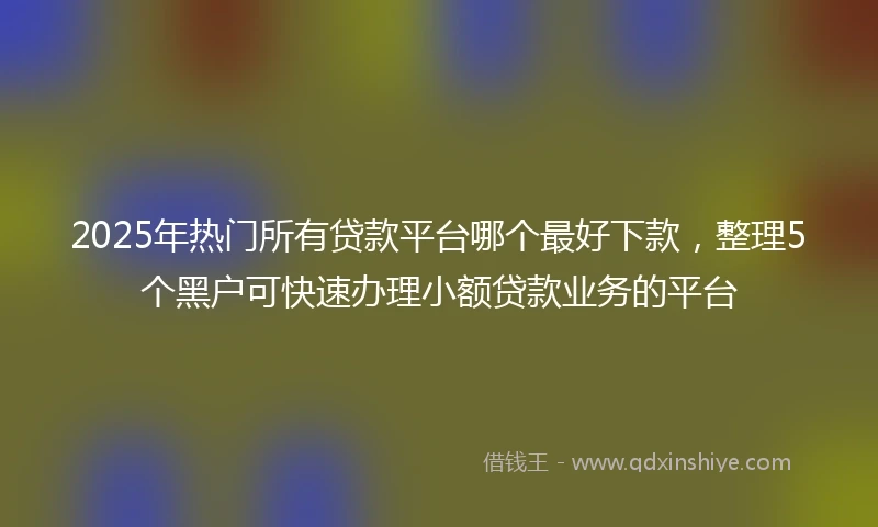 2025年热门所有贷款平台哪个最好下款，整理5个黑户可快速办理小额贷款业务的平台