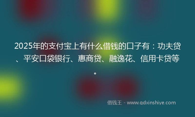2025年的支付宝上有什么借钱的口子有：功夫贷、平安口袋银行、惠商贷、融逸花、信用卡贷等。