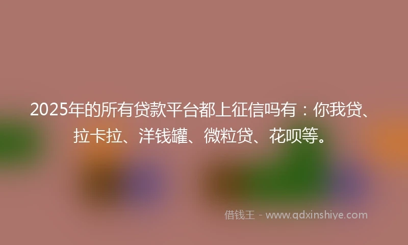 2025年的所有贷款平台都上征信吗有：你我贷、拉卡拉、洋钱罐、微粒贷、花呗等。