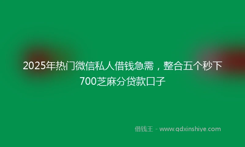 2025年热门微信私人借钱急需，整合五个秒下700芝麻分贷款口子