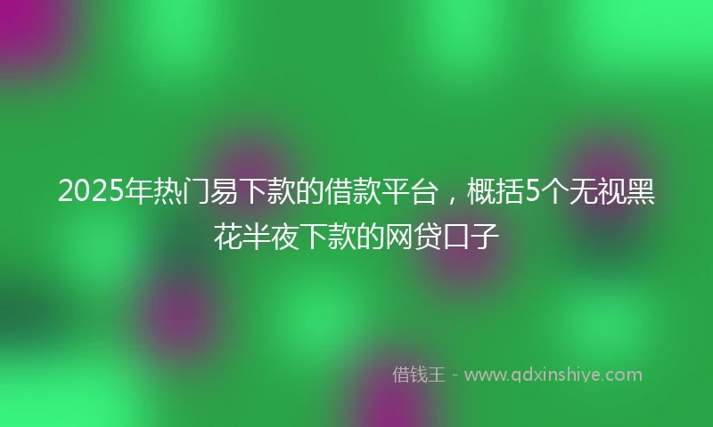 2025年热门易下款的借款平台，概括5个无视黑花半夜下款的网贷口子