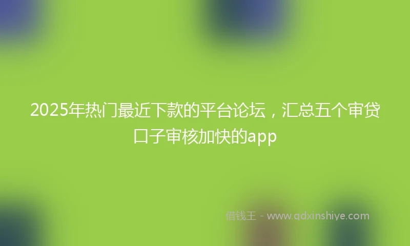 2025年热门最近下款的平台论坛，汇总五个审贷口子审核加快的app