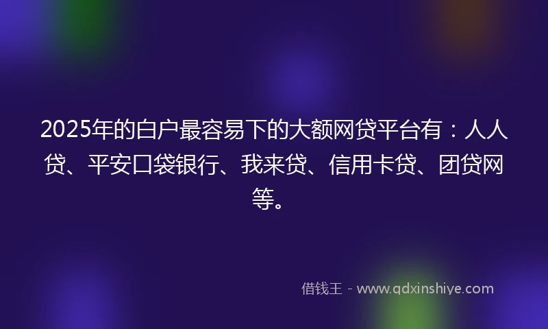2025年的白户最容易下的大额网贷平台有：人人贷、平安口袋银行、我来贷、信用卡贷、团贷网等。