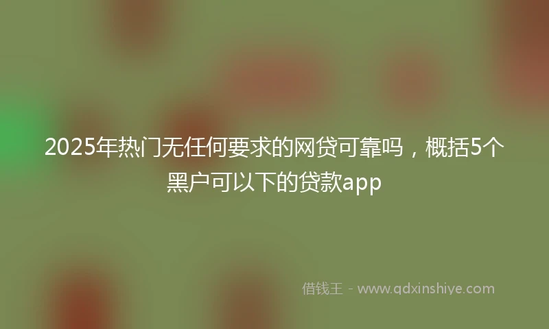2025年热门无任何要求的网贷可靠吗，概括5个黑户可以下的贷款app