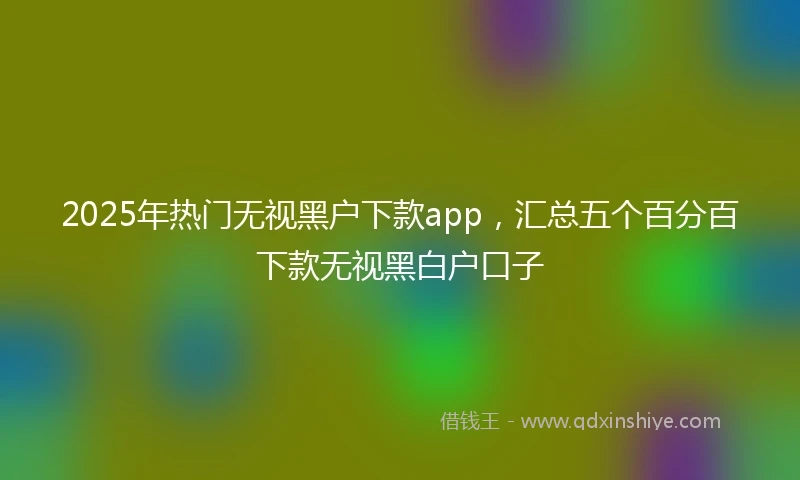 2025年热门无视黑户下款app，汇总五个百分百下款无视黑白户口子