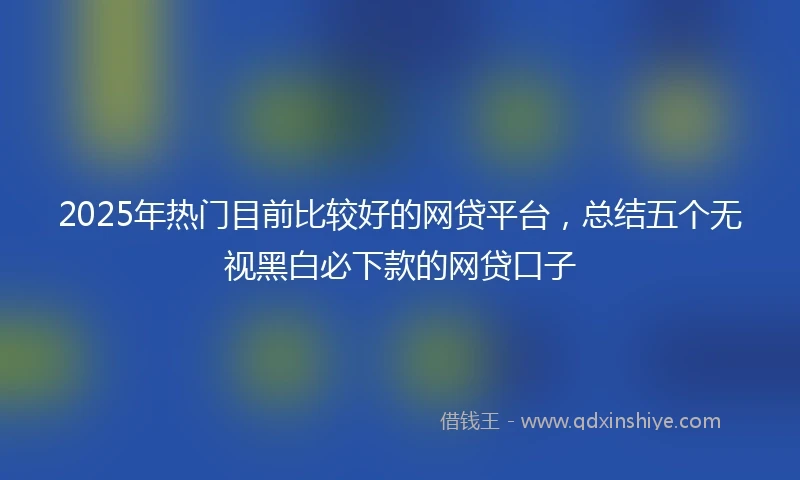 2025年热门目前比较好的网贷平台，总结五个无视黑白必下款的网贷口子