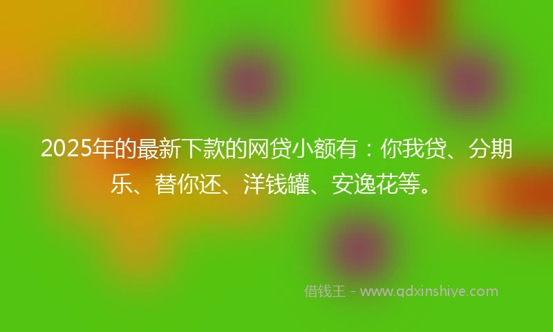 2025年的最新下款的网贷小额有：你我贷、分期乐、替你还、洋钱罐、安逸花等。